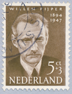 711737 Zomerpostegels 1954, 5 + 3 cent, gestempeld, met een afbeelding van de componist Willem Pijper (1894-1947), die ...